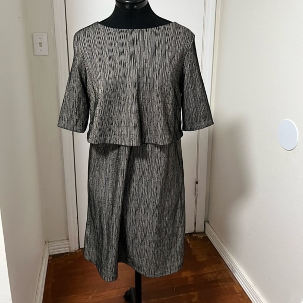 Mango Basics Black Dress Gold Metallic Accent Size XS